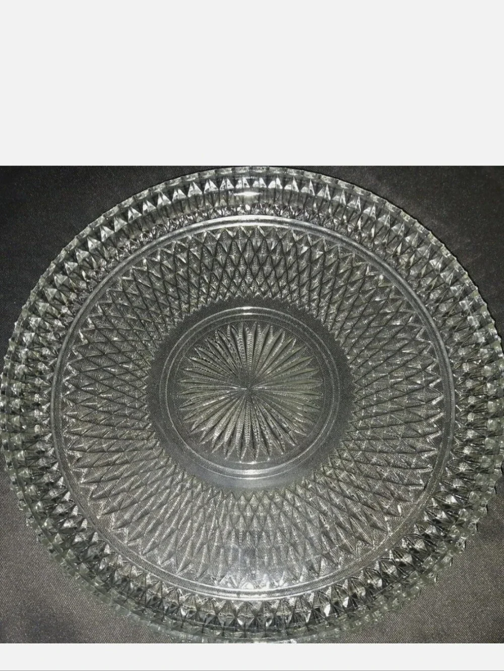 Clear Cut Glass Serving Plate - Classic Pattern